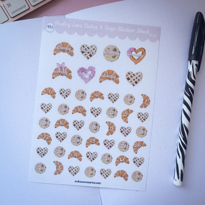Pastry dates and days sticker sheet for planner and journaling