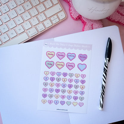 I Heart Me Dates & Days Sticker Sheet | Starry Sticker Club Vault