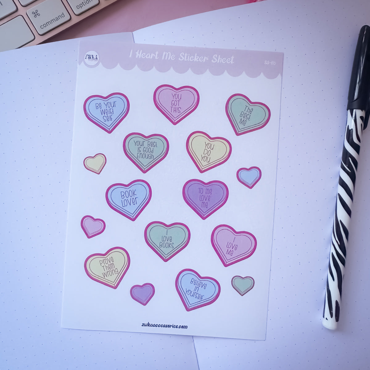 I Heart Me icon sticker sheet for planners and journaling