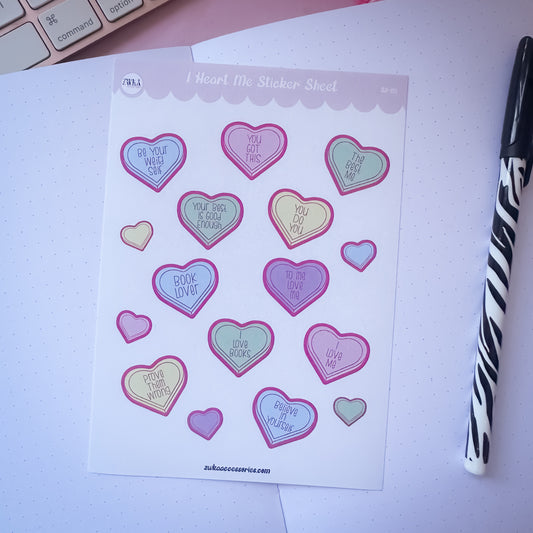 I Heart Me icon sticker sheet for planners and journaling