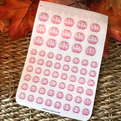 Bulk order for Abigail: 120 Pumpkin Date & Days Sticker Sheet (60 x Pink, 60 x Orange)