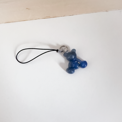 Dark Blue Little Worry Bear Phone Charm | Cute Phone Strap Accessory