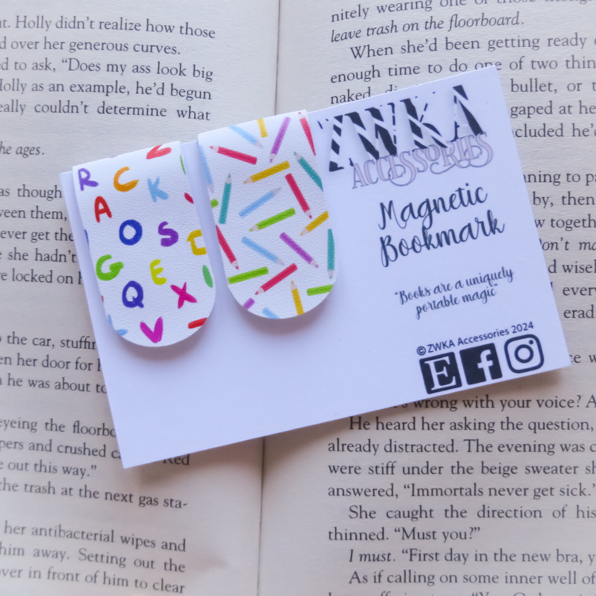 Teacher magnetic bookmark with alphabet letters