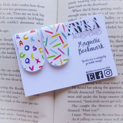 Teacher magnetic bookmark with alphabet letters