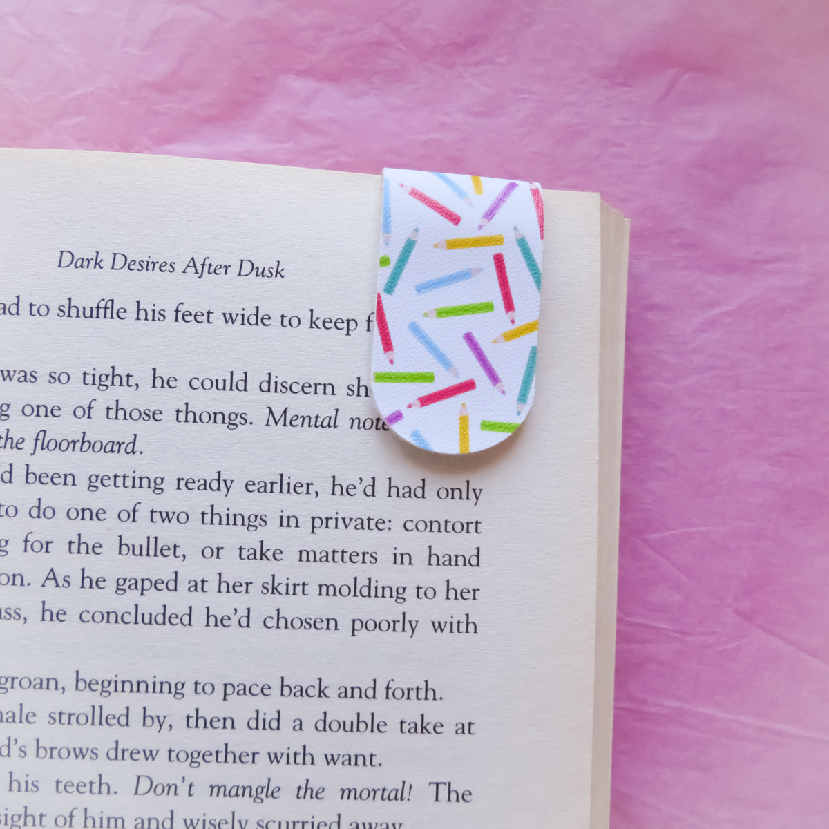 Pencil magnetic bookmark handmade from faux leather