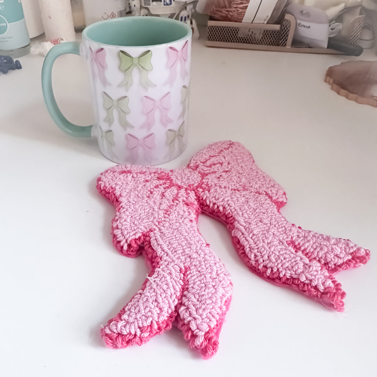 SECONDS - Mint Green Mug & Bow Mug Rug Set