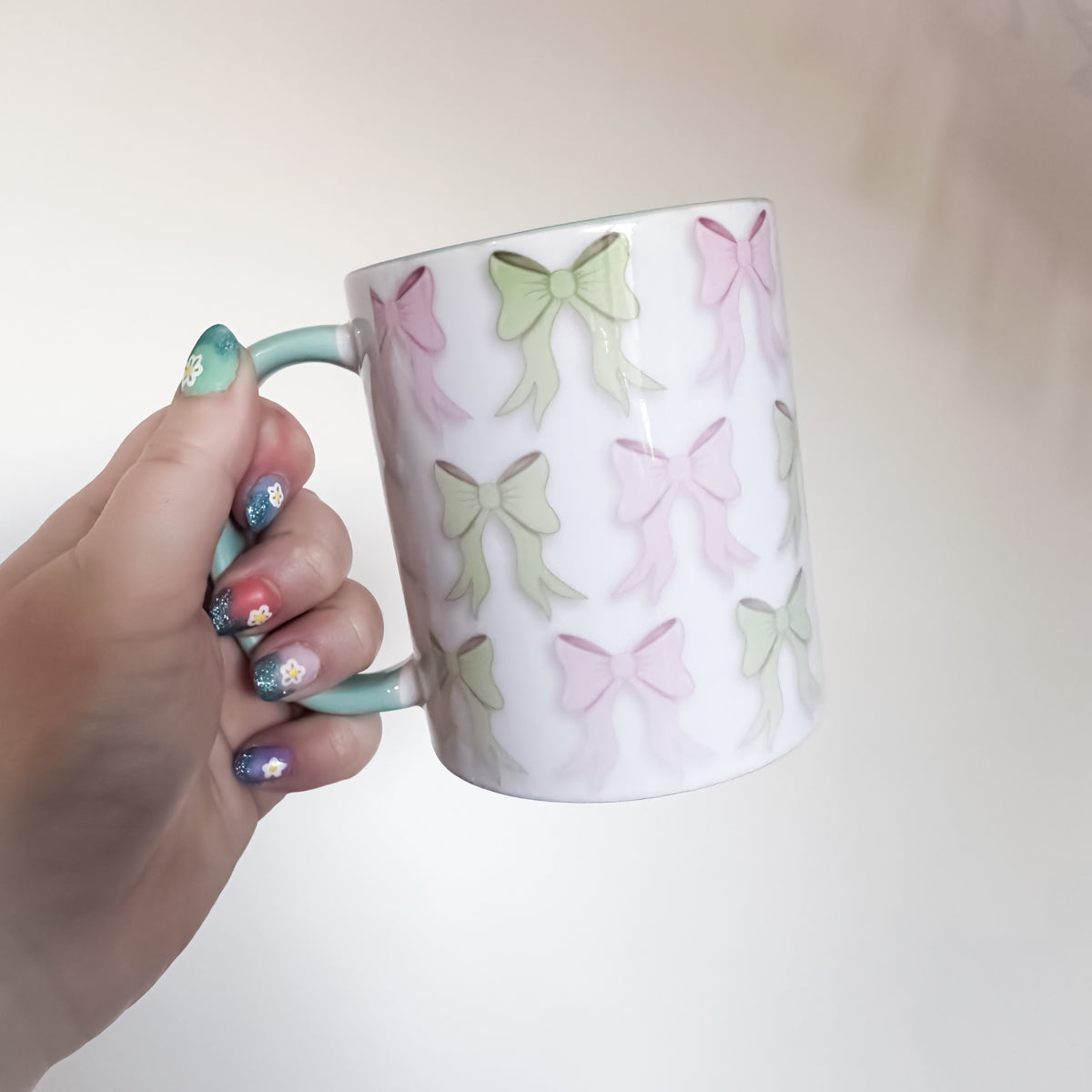 SECONDS - Mint Green Mug & Bow Mug Rug Set