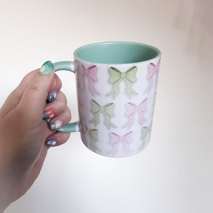 SECONDS - Mint Green Mug & Bow Mug Rug Set