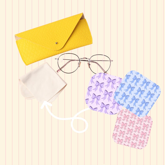 Little Bow Glass Cleaning Cloth | Pink, Lilac & Powder Blue Bow Cleaning Cloth | Glasses, Phone, Tablet & Screen Cleaner