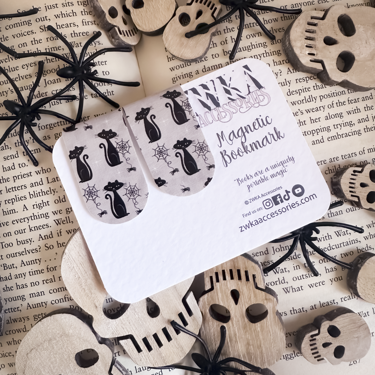 Black Cat Halloween Magnetic Bookmarks | Spooky Season Page Keepers