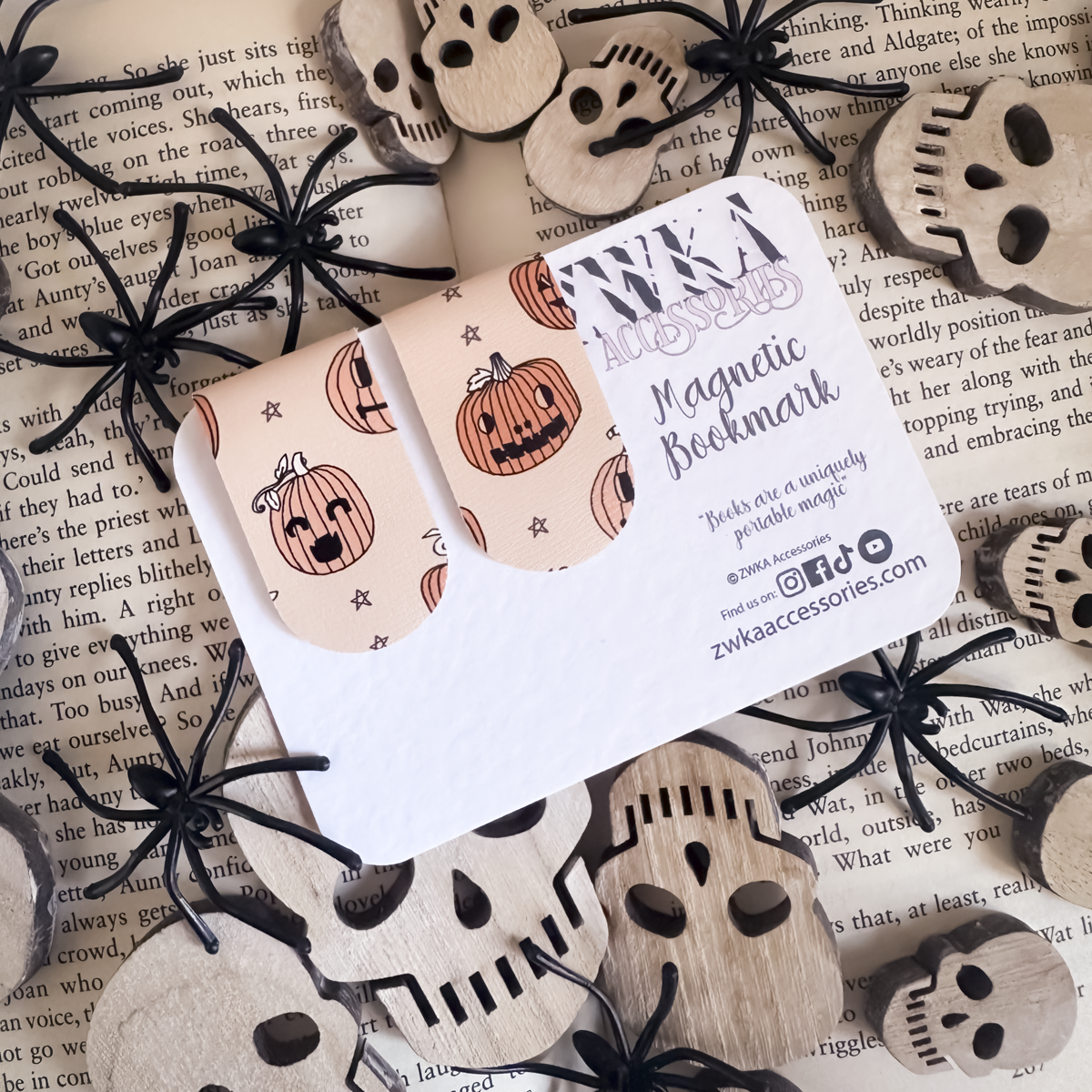 Orange Pumpkin Halloween Magnetic Bookmarks | Spooky Season Page Keepers