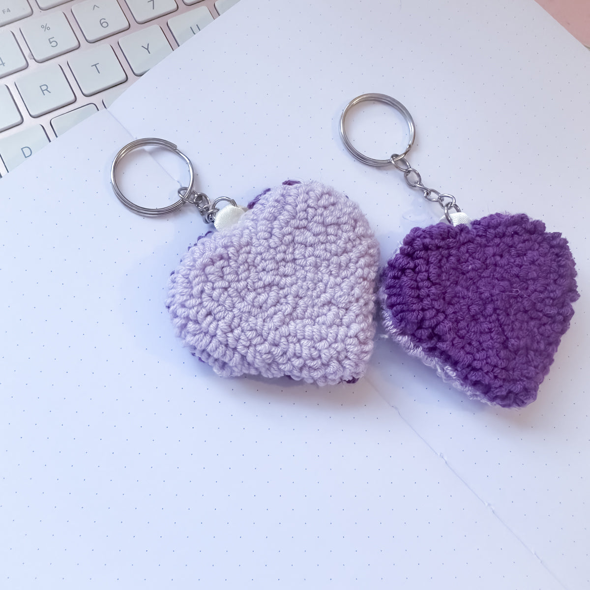 Cute pastel heart keyring bag charm aesthetic