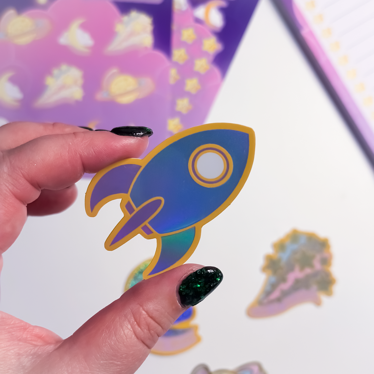 Rocket holographic sticker