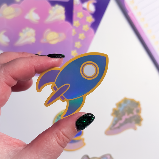 Rocket holographic sticker