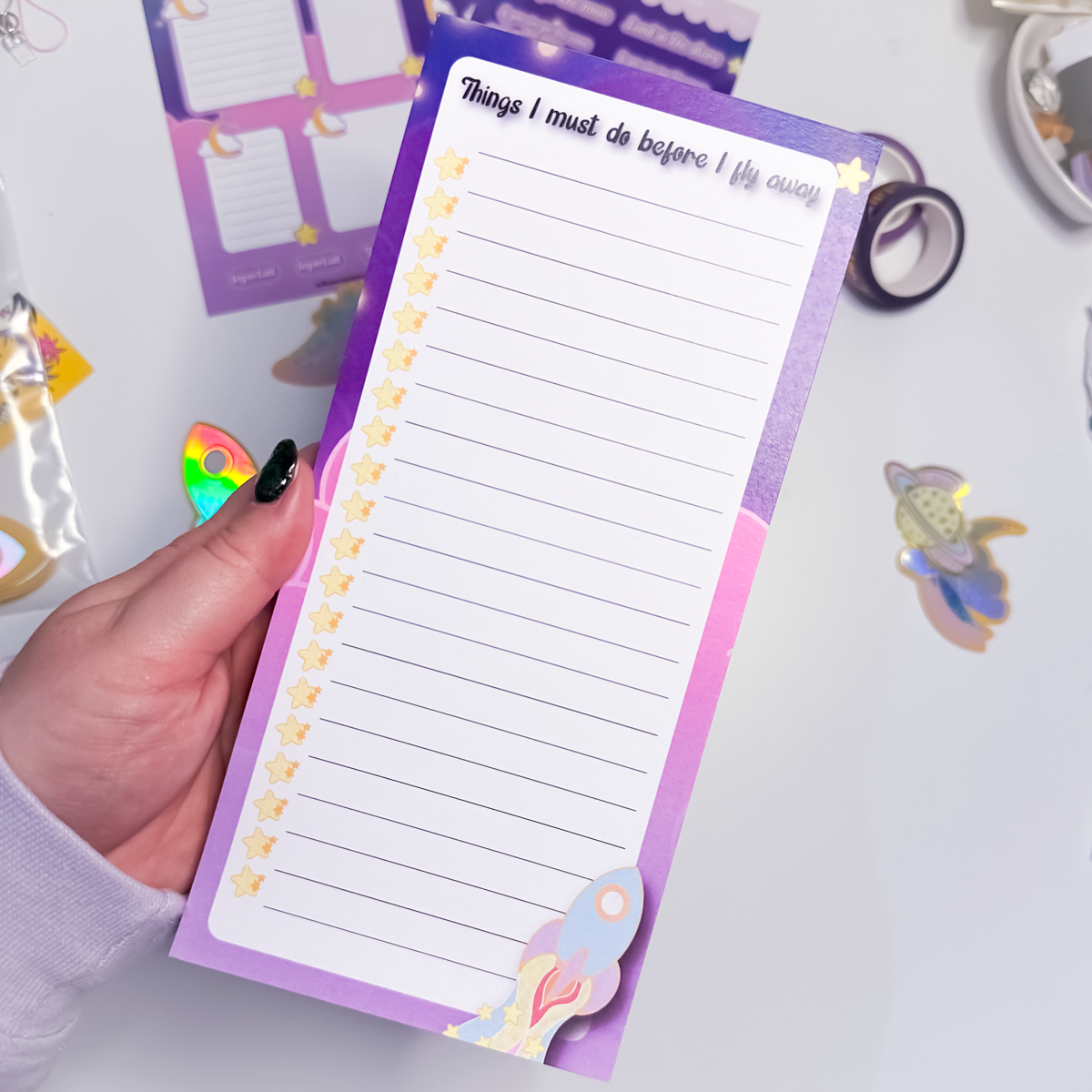 Land in the Stars Things I Must Do Before I Fly Away DL to-do list pad with celestial illustrated designs