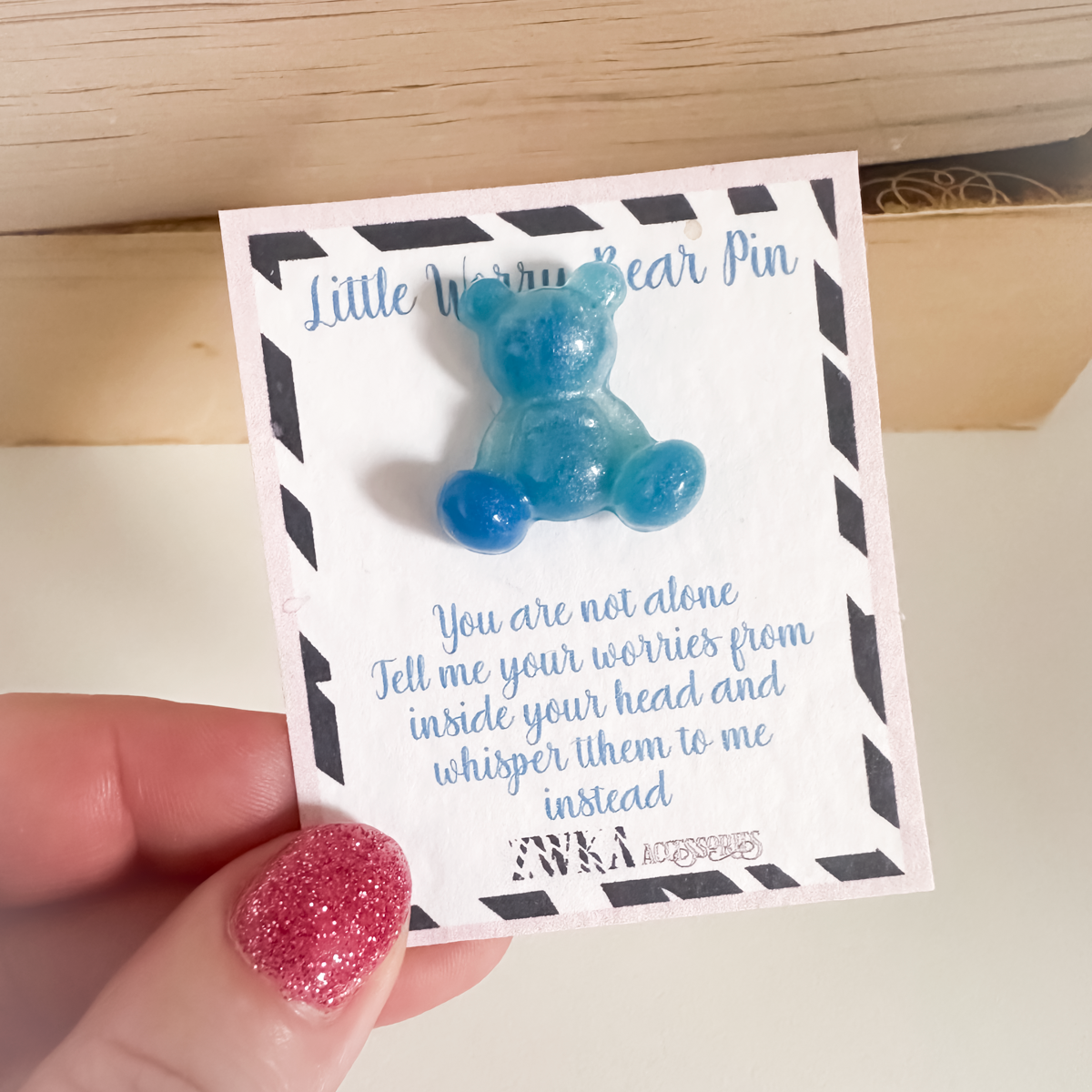 Little Worry Bear Pin | Cute Handmade Pin Badge