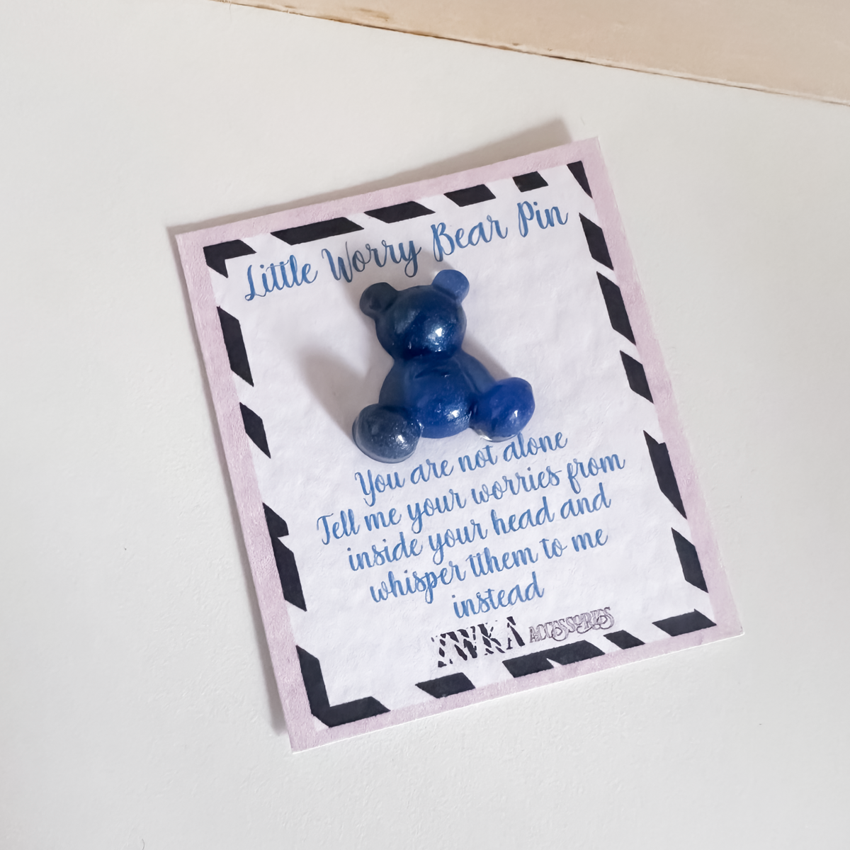 Little Worry Bear Pin | Cute Handmade Pin Badge