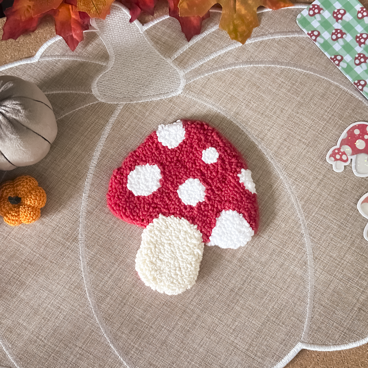 Mushroom Mug Rug | Cosy Autumn Mug Coaster
