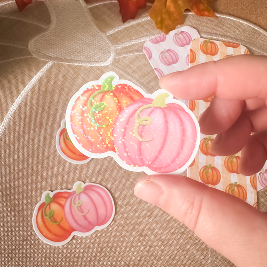 Orange & Pink Pumpkins Sticker | Autumn Sticker | Planner & Journal Sticker (Copy)