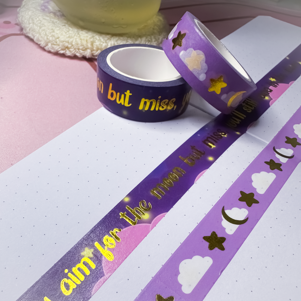 Aim for the Moon Gold Foil Quote Washi Tape