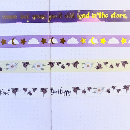 Aim for the Moon Gold Foil Quote Washi Tape