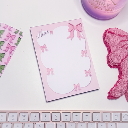 A6 Notes Notebook with pink bows on
