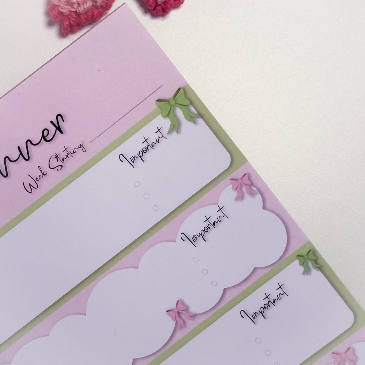 Close of Important tick circles for tasks on the right of the A4 notepad