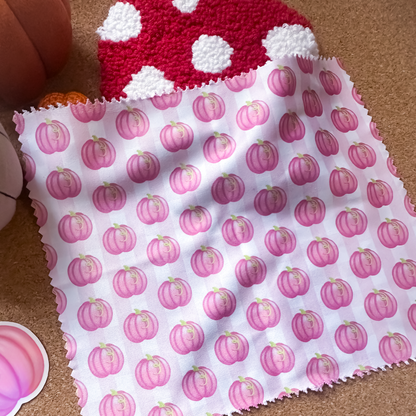 Gingham Pumpkin & Mushroom Glass Cleaning Cloth | Autumn Lens Cloth for Glasses & Screens