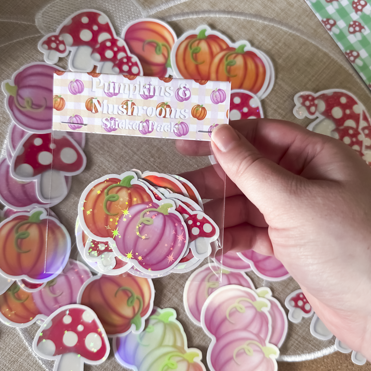 Pumpkin & Mushroom Sticker Pack | Autumn Glitter & Holographic Stickers | Planner Stickers