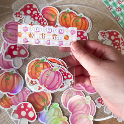 Pumpkin & Mushroom Sticker Pack | Autumn Glitter & Holographic Stickers | Planner Stickers