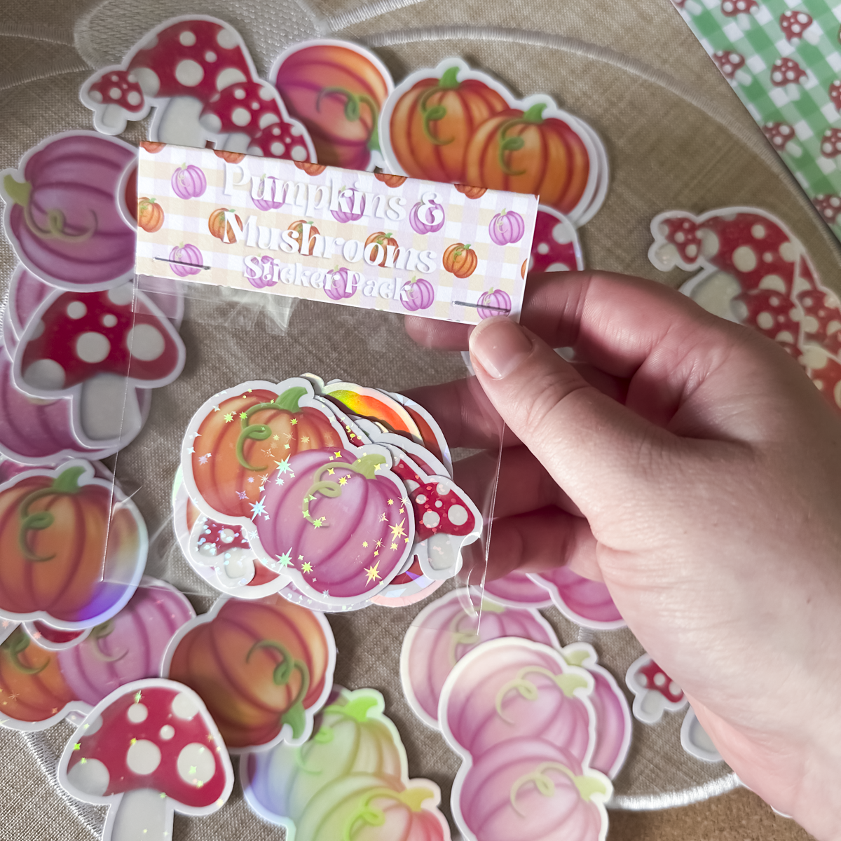 Pumpkin & Mushroom Sticker Pack | Autumn Glitter & Holographic Stickers | Planner Stickers