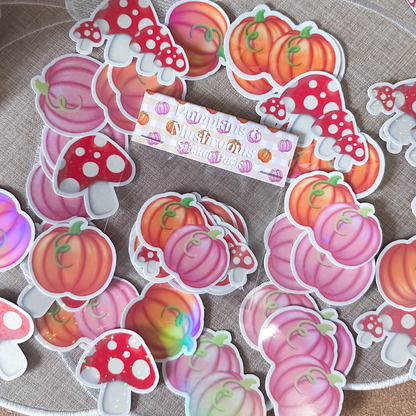 Pumpkin & Mushroom Sticker Pack | Autumn Glitter & Holographic Stickers | Planner Stickers
